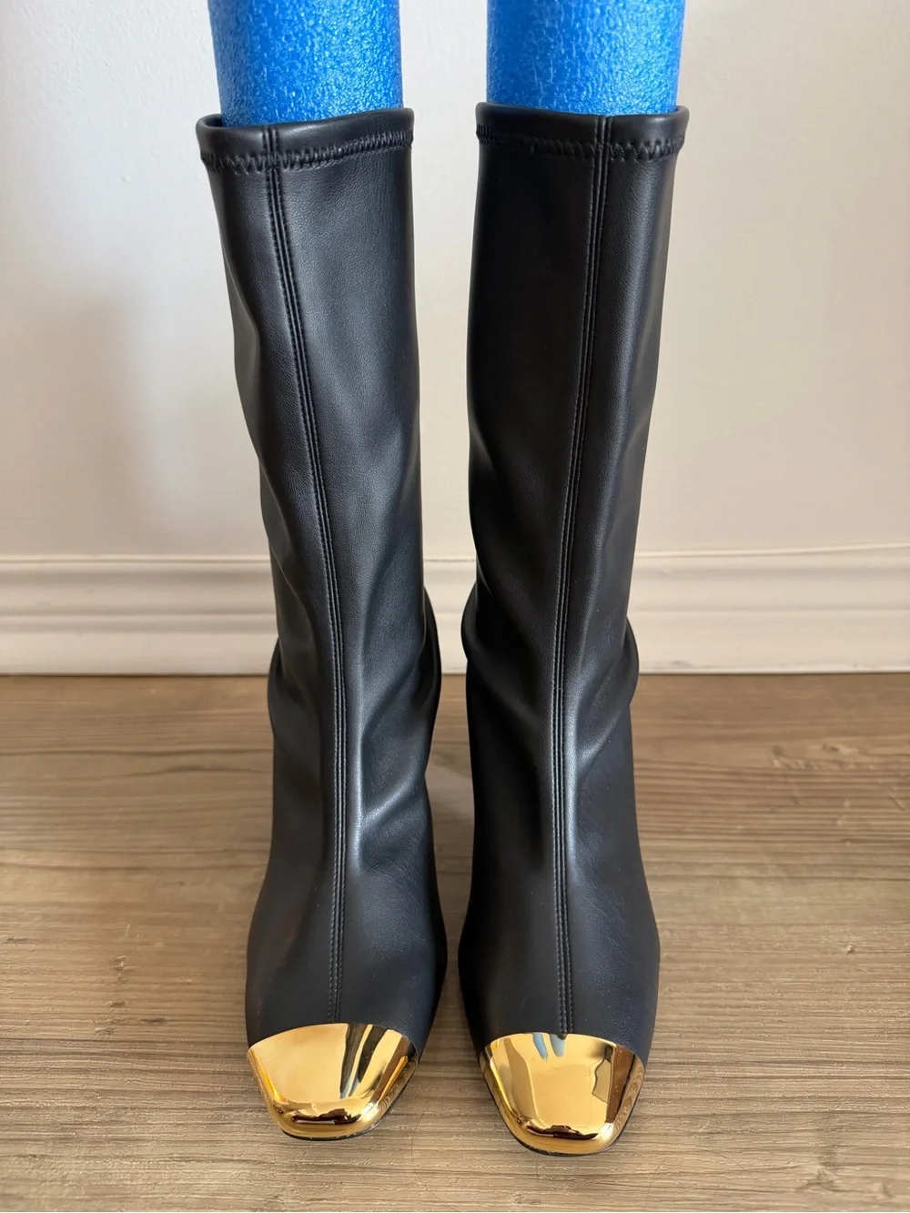 Maria Luca Black Ellia Boots Mid-Calf Heeled Boots with Gold Cap Toe - size 39EU - Picture 3 of 4